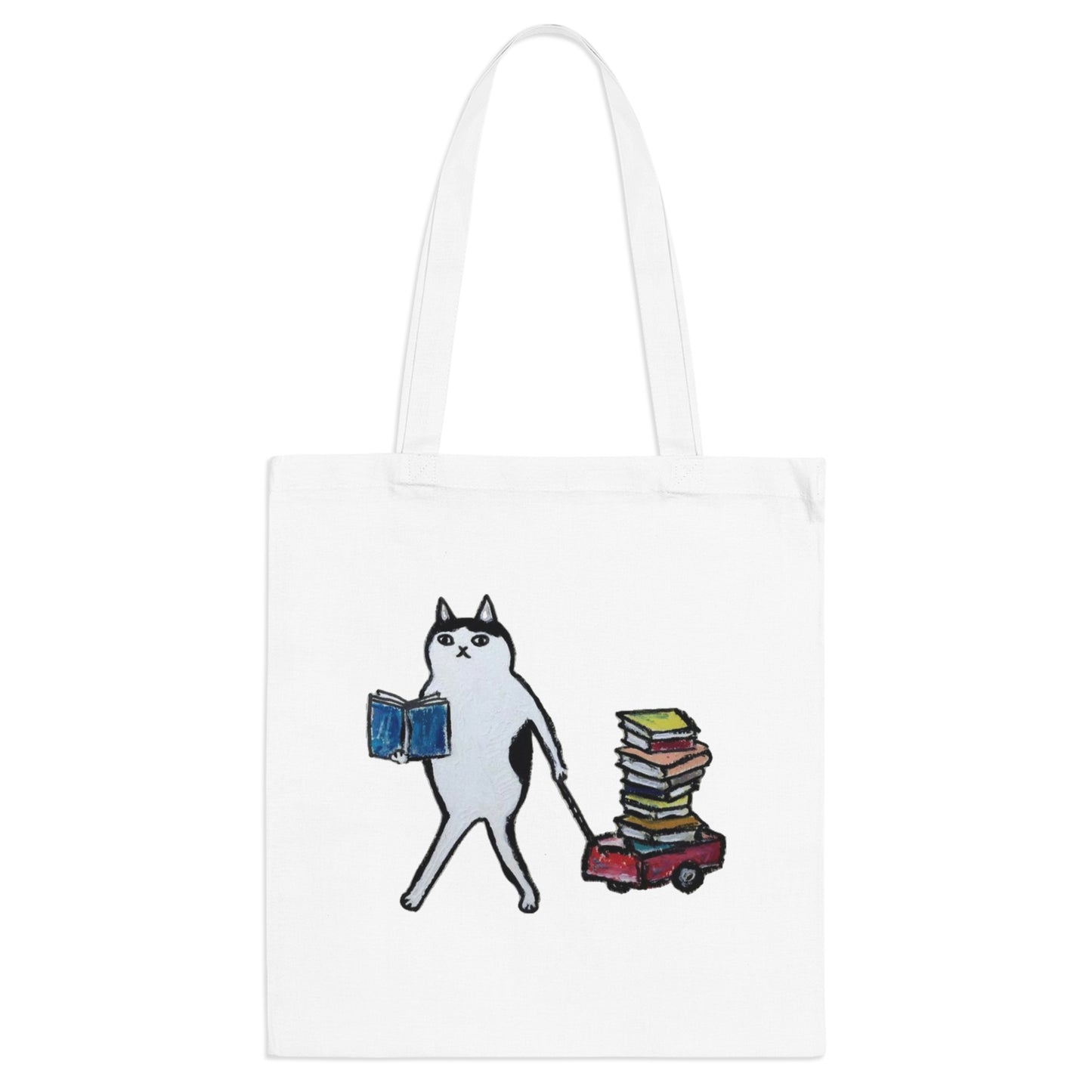 Wheel Barrow Reading Cat Tote Bag